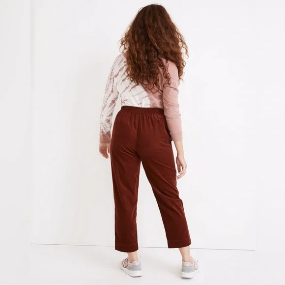 Madewell Huston Pull-On Crop Pants in Corduroy in Rusted Burgundy - Size S - Picture 3 of 4